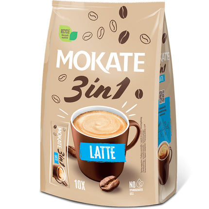 Mokate Coffee In Bags 3In1 - Latte 10x17g