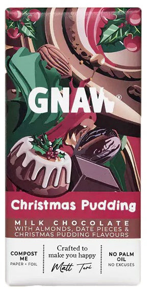 Gnaw Christmas Pudding 80g Bar