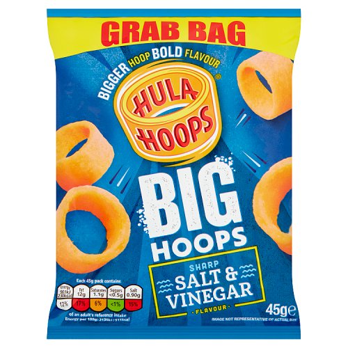 Hula Hoops Big Hoops Salt & Vinegar Grab Bag Crisps 45g