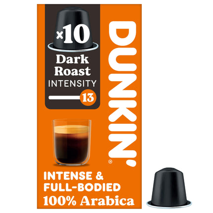 Dunkin Nespresso Compatible Coffee Pods Dark Roast (10s)
