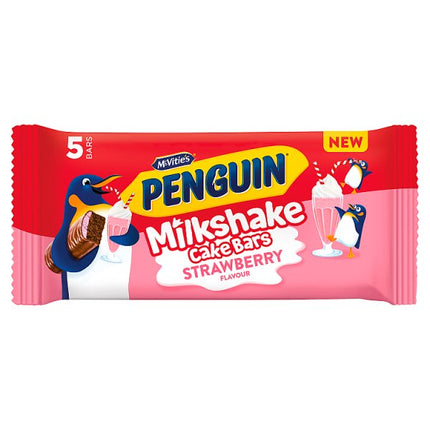 McVitie's Penguin Strawberry milkshake cake bar 5 Pack, 141g