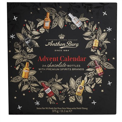 Anthon Berg liqueur advent calendar - 24 mini liqueur filled dark chocolate bottles  375g