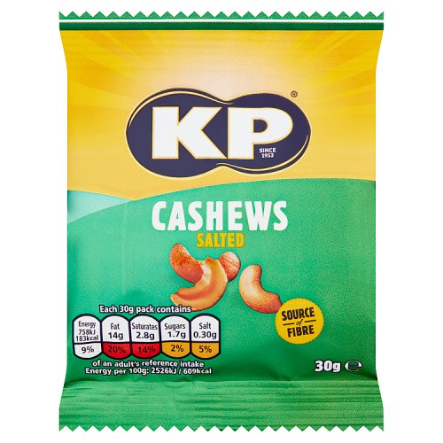 KP Nuts Salted Cashews 30g (Pubcard)