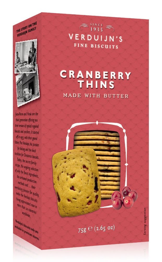 Verdijn's Fine Biscuits Butter Bisc With Cranberry 75G