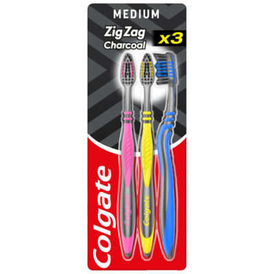Colgate Toothbrush Charcoal Zig Zag Triple Pk