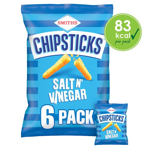 Walkers Smiths Chipsticks Salt & Vinegar Multipack 6x17g