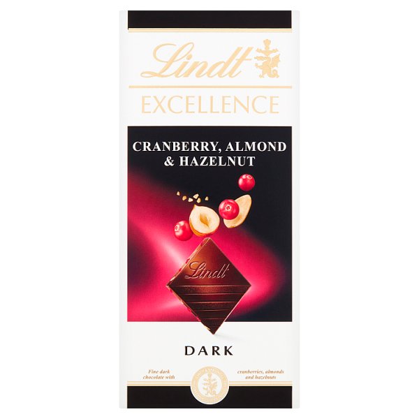 Lindt Excel Dark Almonds, Hazelnut & Cranberry 100g