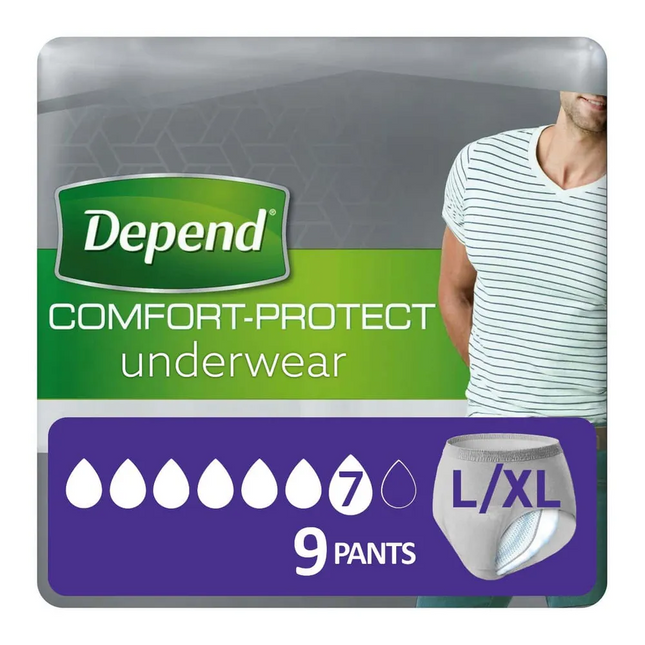 Depend Comfort Protect Mens Pants (L/XL) - 9 Pack