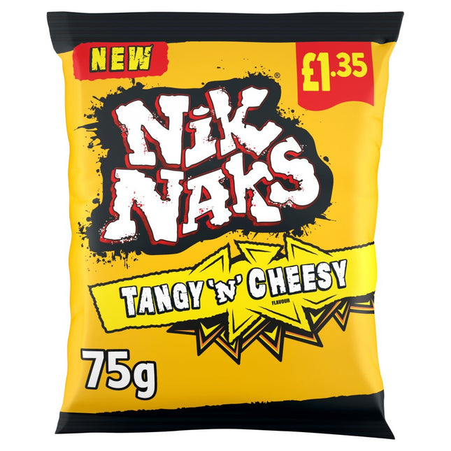 Nik Naks Tangy 'N' Cheesy Crisps 75g, £1.35 PMP