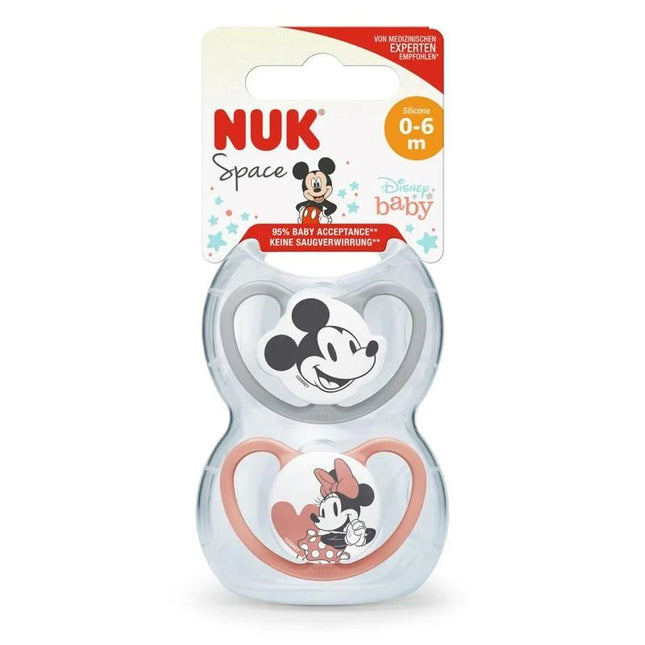 Nuk Mickey Mouse Space Soother Size 2 6-18M (Grey & White)
