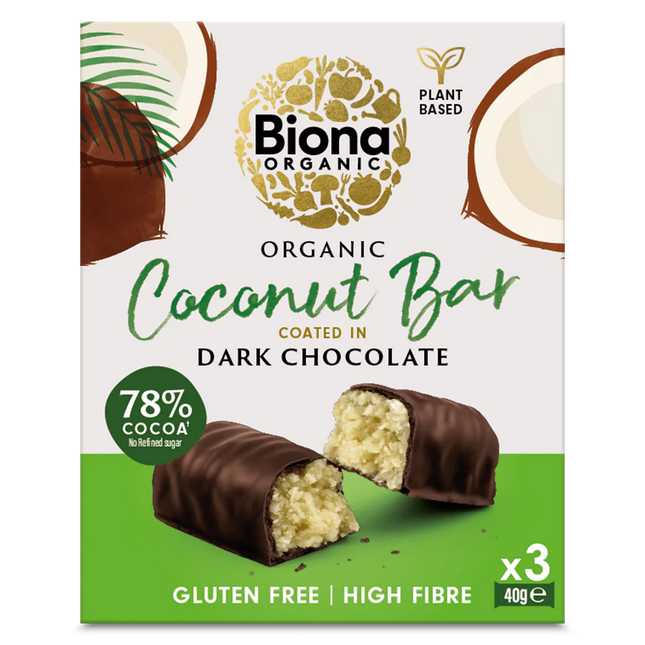 Biona Dark Chocolate Coconut Bar Organic Multipack 40g