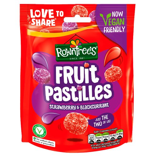 Rowntree's Fruit Pastilles Strawberry & Blackberry Vegan Pouch 143g