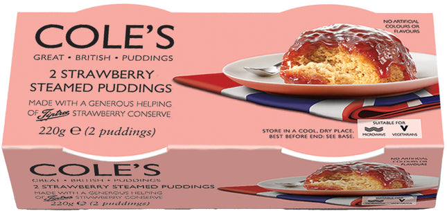 Cole's Strawberry Steamed Pudding Twin Pack 110g