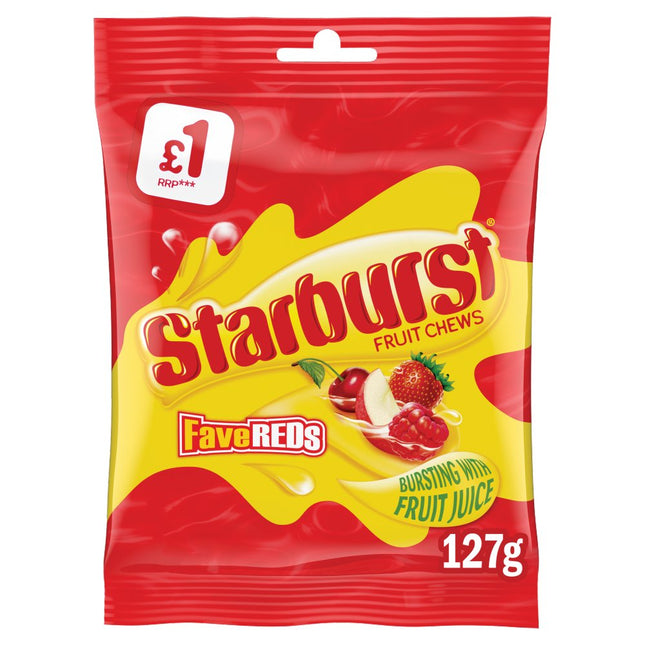 Starburst Fave Reds Fruit Chews Sweets Treat Bag £1.00 PMP 127g