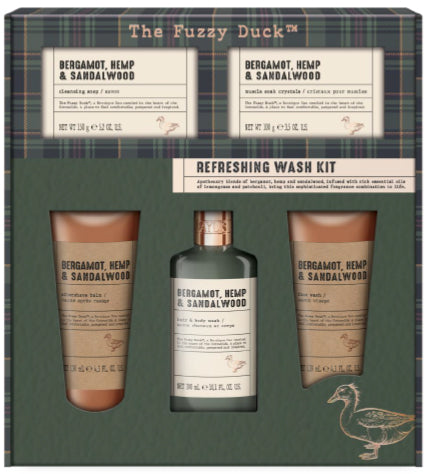 The Fuzzy Duck Bergamot, Hemp & Sandalwood Men'S Refreshing Wash Kit Gift Set 980g