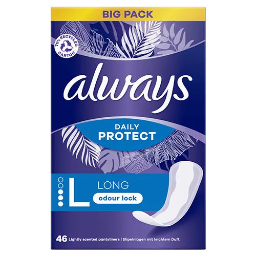 Always Dailies Liners Long Unscented 46ct