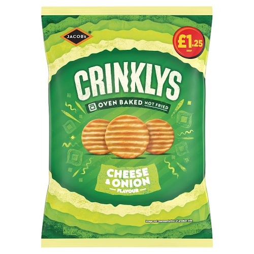 Jacob's Crinklys Cheese & Onion Snacks PMP £1.25 90g