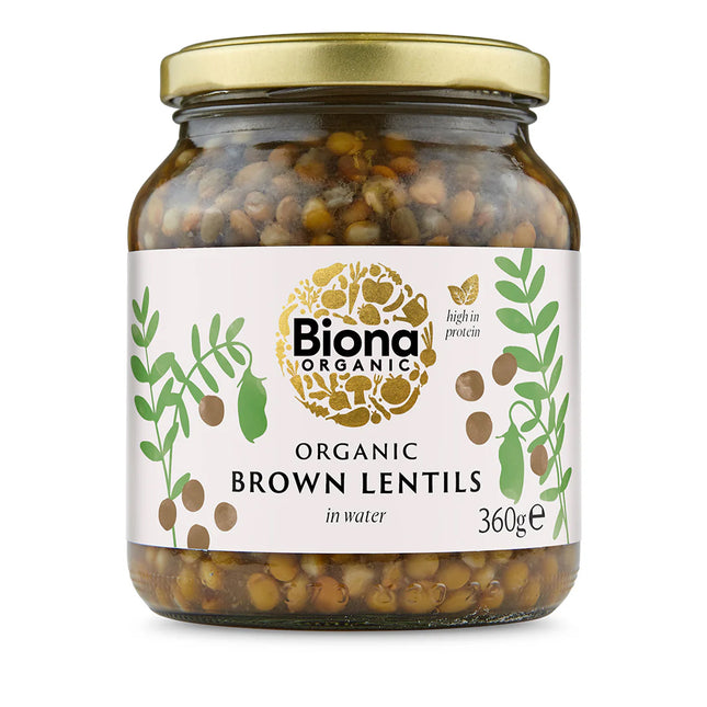 Biona Organic Brown Lentils / Demeter In Glass Jars 360g