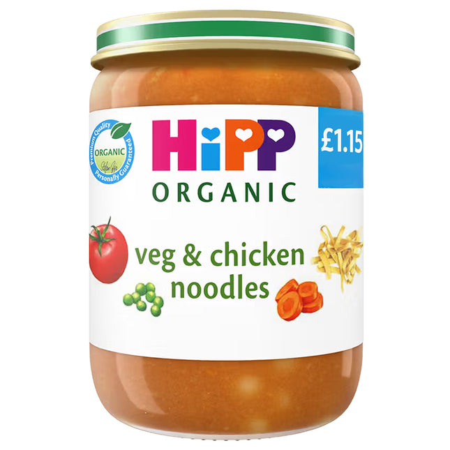 Hipp Organic Veg and Chicken Noodles Baby Food Jar 7+ Months 190g PMP 1.15