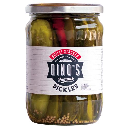 Dino's Famous Chilli Stacker Pickles 530g