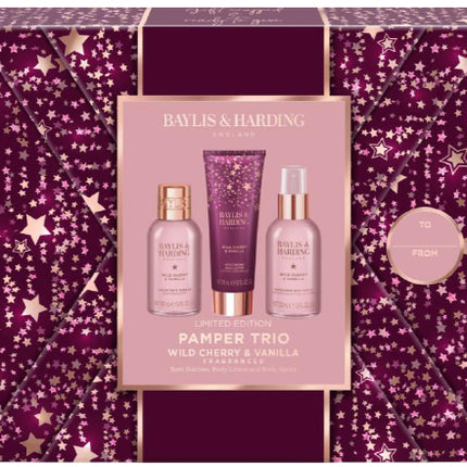 Wild Cherry & Vanilla Gift Wrapped Pamper Trio Gift Set 400g