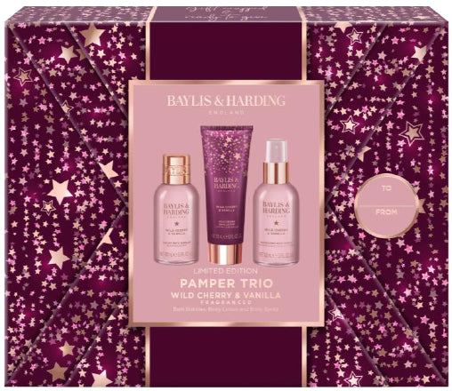 Wild Cherry & Vanilla Gift Wrapped Pamper Trio Gift Set 400g