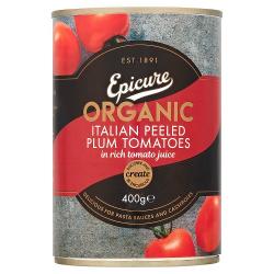 Epicure Organic Peeled Plum Italian Tomatoes 400G