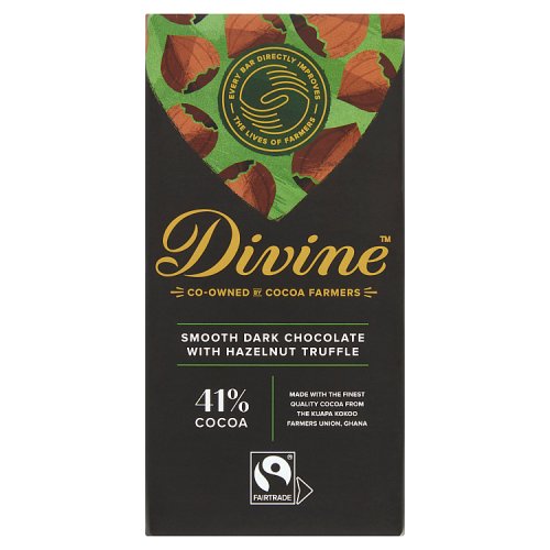 Divine Chocolate Dark Choc Hazelnut Truffle 90g