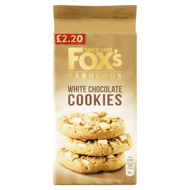 Fox's Fab White Choc Cookies PMP £2.20 8x180g