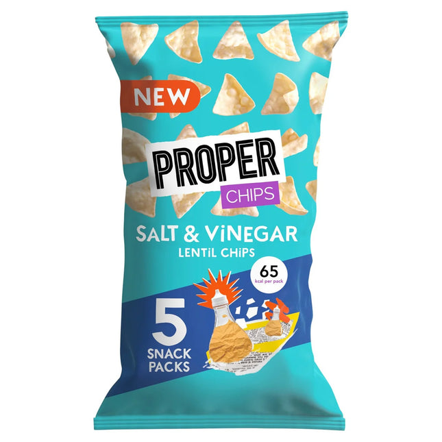 Proper Salt & Vinegar Lentil Chips, 6 x 5 x 14g
