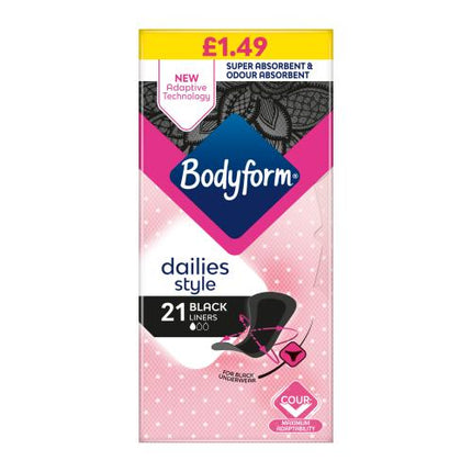 Bodyform Black Dailies Liners PMP £1.49 21s