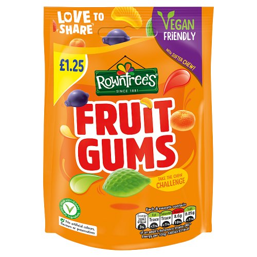 Rowntree's Fruit Gums Pouch Vegan PMP £1.25 120g