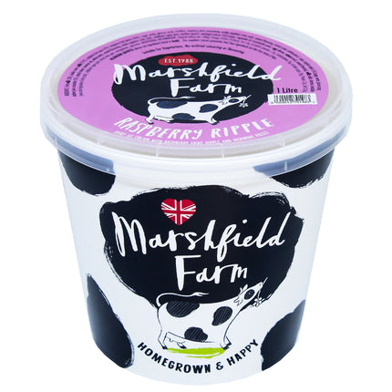 Marshfield Farm Real Dairy Ice Cream Raspberry Ripple 1l