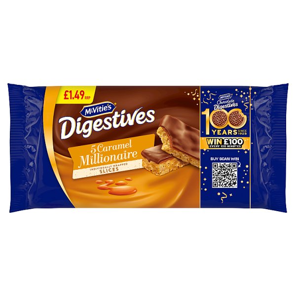 McVitie's Milk Chocolate Caramel Millionaire Biscuit Slices Snack Bars 5 Pack PMP £1.49 109.9g
