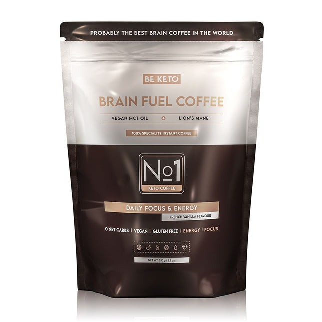 BeKeto Instant Coffee Brain Fuel (Olej MCT & Lion’s Mane) French Vanilla 250g