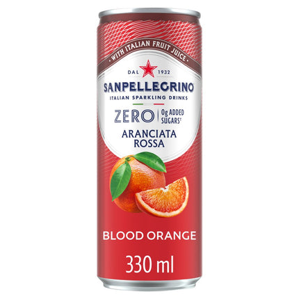 San Pellegrino Italian Sparkling Zero Can Singles Aranciata Rossa 33cl