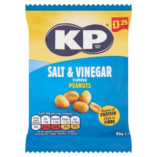 KP Salt & Vinegar Peanuts 65g, £1.25 PMP - TILL THE END OF 2025