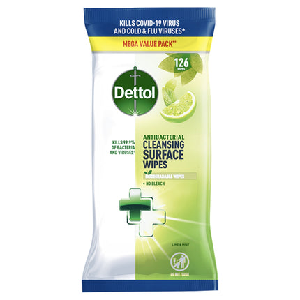 Dettol Antibacterial Surface Cleaning Wipes Lime & Mint 126s