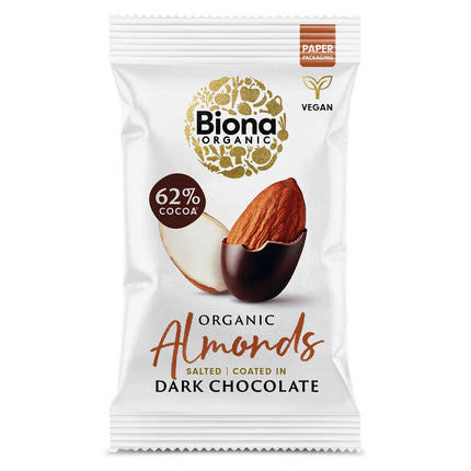 Biona Dark Chocolate Roasted Almonds Organic 30g