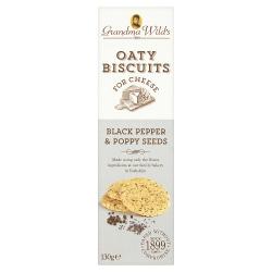 Grandma Wild's Oaty Biscuits for Cheese Black Pepper & Poppy Seeds 130g