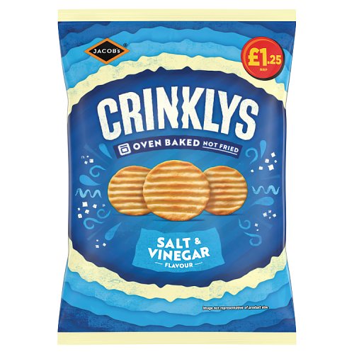 Jacob's Crinklys Salt & Vinegar 30% Less Fat Baked Snacks £1.25 PMP 90g
