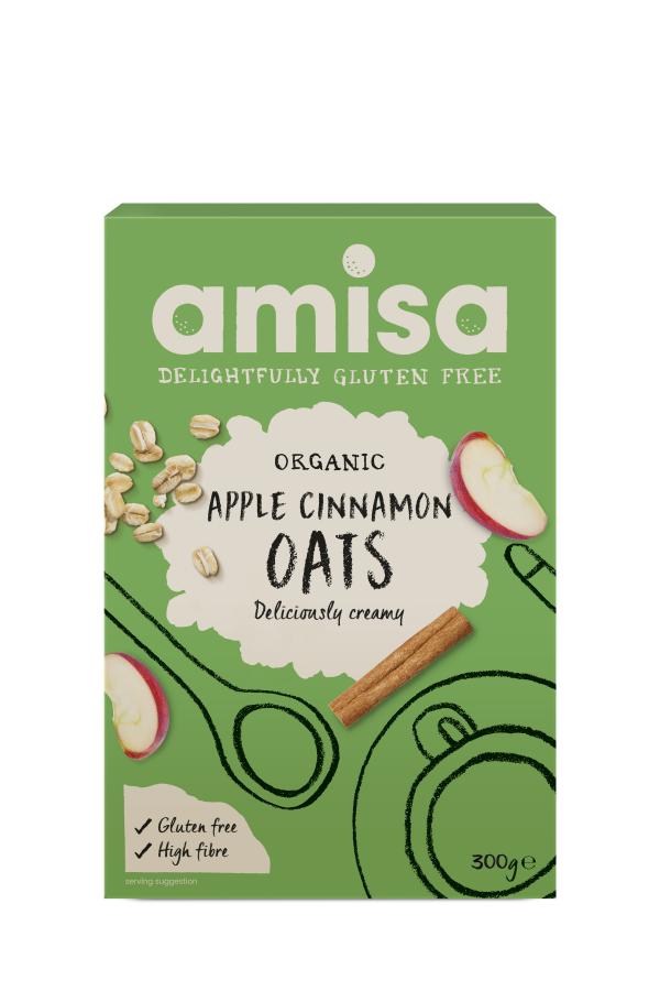 Amisa Pure Porridge Oats Apple & Cinnamon Spice Gluten Free Organic 300g