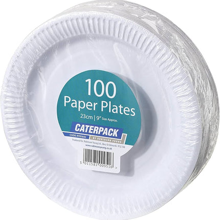 Caterpack Paper 23Cm Plates White 100s