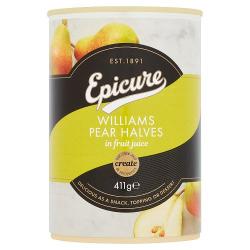 Epicure Williams Pear Halves in Fruit Juice 411G