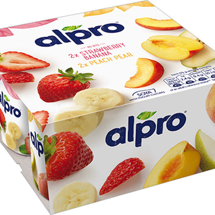 Alpro Strawberry-Banana & Peach-Pear Yoghurt Alternatives 4 x 125ml
