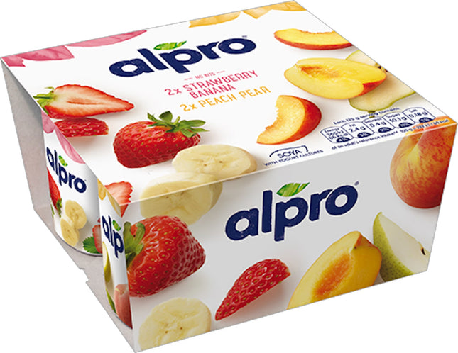 Alpro Strawberry-Banana & Peach-Pear Yoghurt Alternatives 4 x 125ml