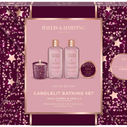 Wild Cherry & Vanilla Gift Wrapped Candlelit Bathing Gift Set 940g
