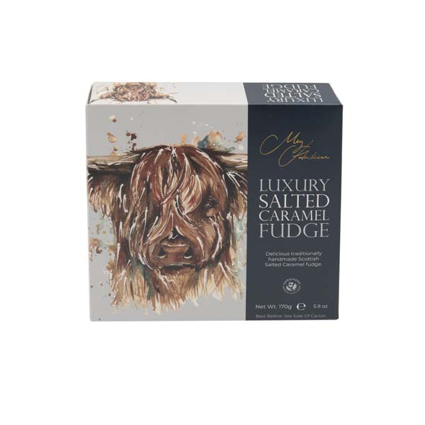 Gardiners Meg Hawkins Highland Cow Carton Of Salted Caramel Fudge 170g