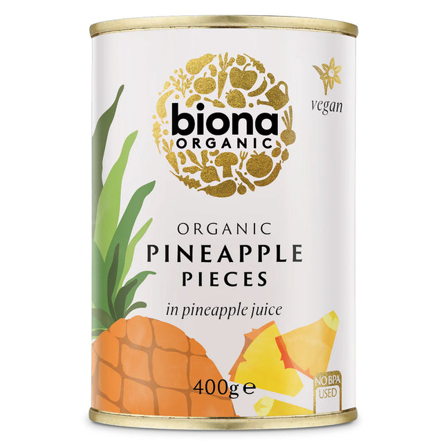 Biona Organic Pineapple Pieces In Pineapple Juice 400g