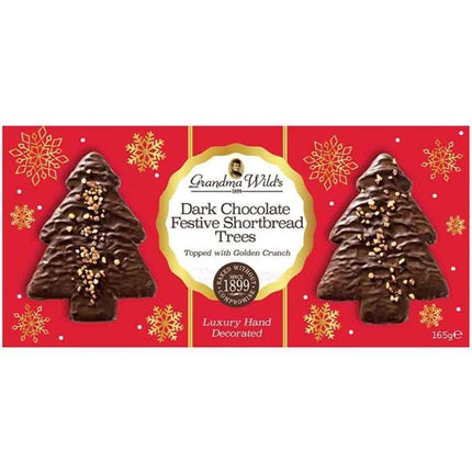 Grandma Wild's Dark Chocolate Festive Shortbread Trees Topped with Golden Crunch 10 x 165g